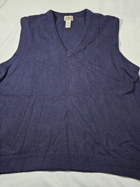 L.L. Bean Men's Sweater Vest Lambswool XL Navy Blue